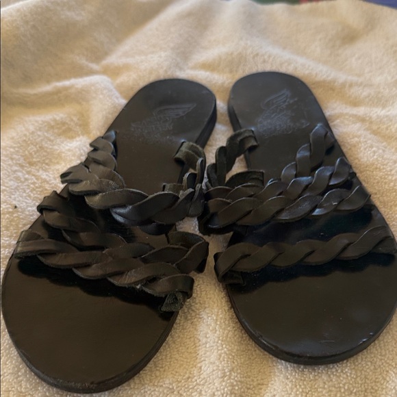 Ancient Greek Sandals Shoes - Ancient Greek Sandals Black Braided Women's Sandals